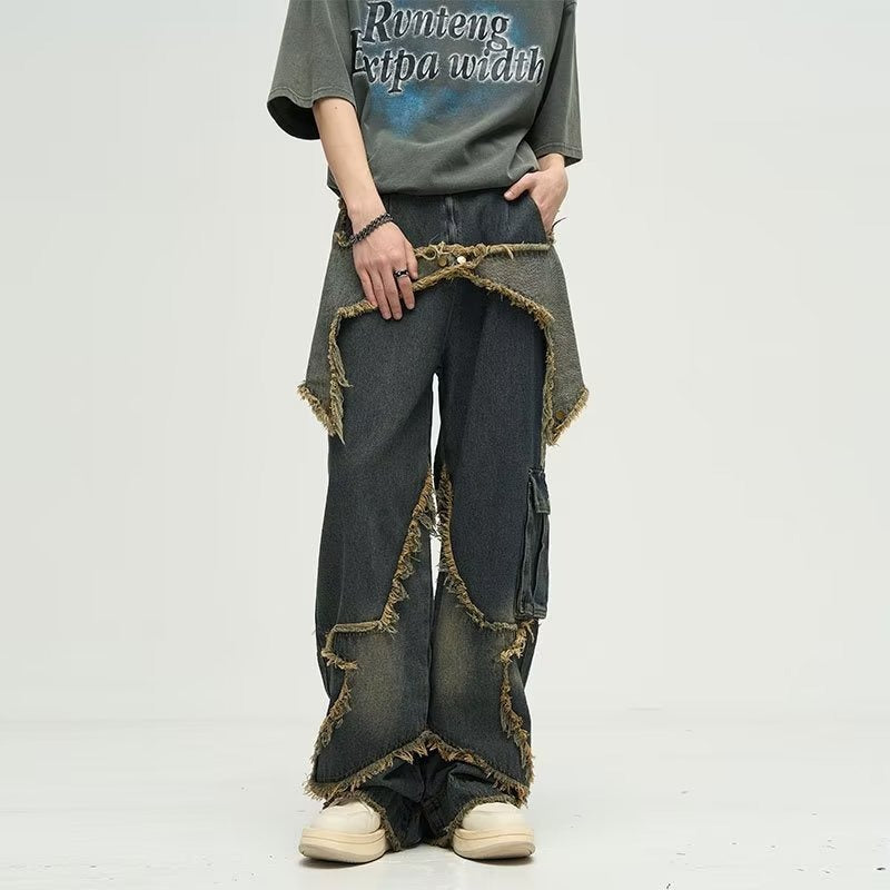 Plus Size Retro Straight Loose Wide-leg Workwear Jeans