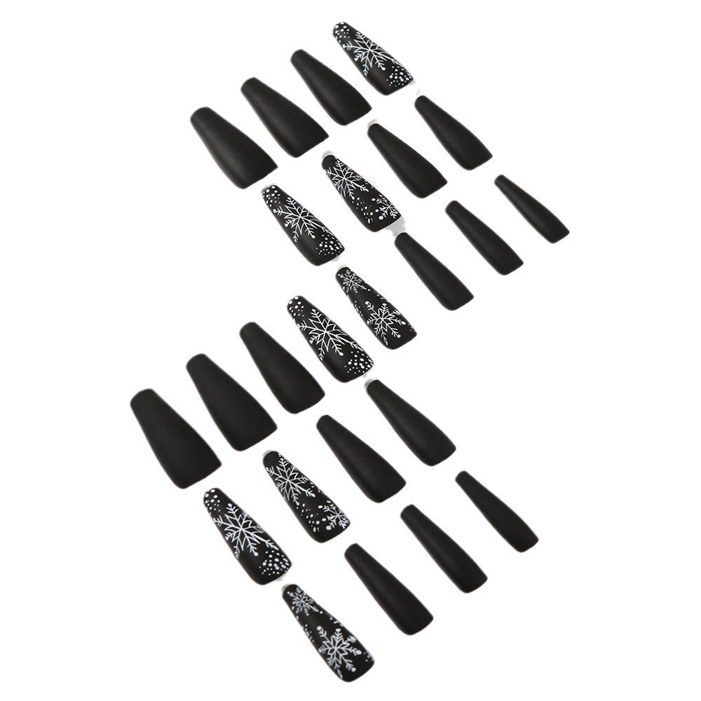 24 Pieces Christmas Black Red Bottom Big Snowflake Manicure
