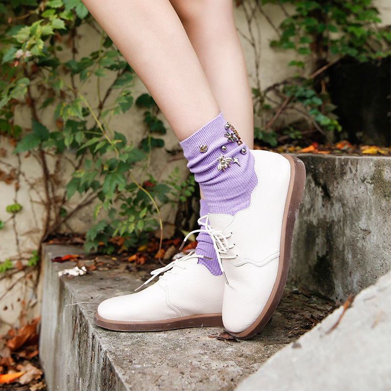 Handmade Pearl Pile Socks Combed Cotton