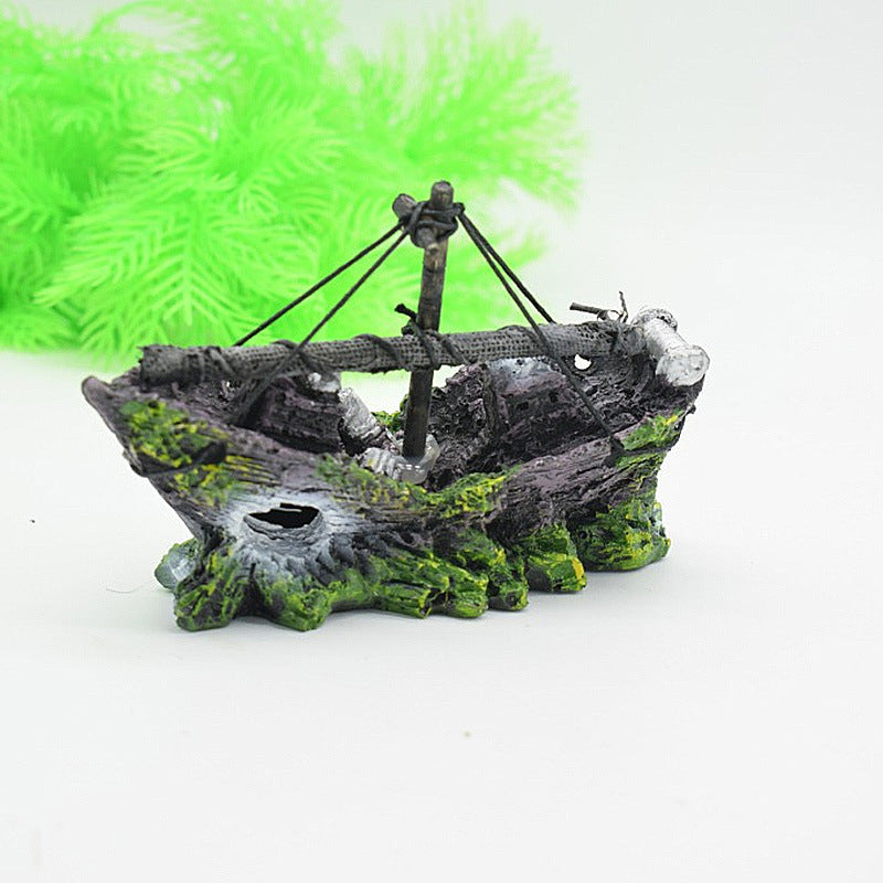 Aquarium Landscape Glass Fish Tank Decoration Small Net Boat
