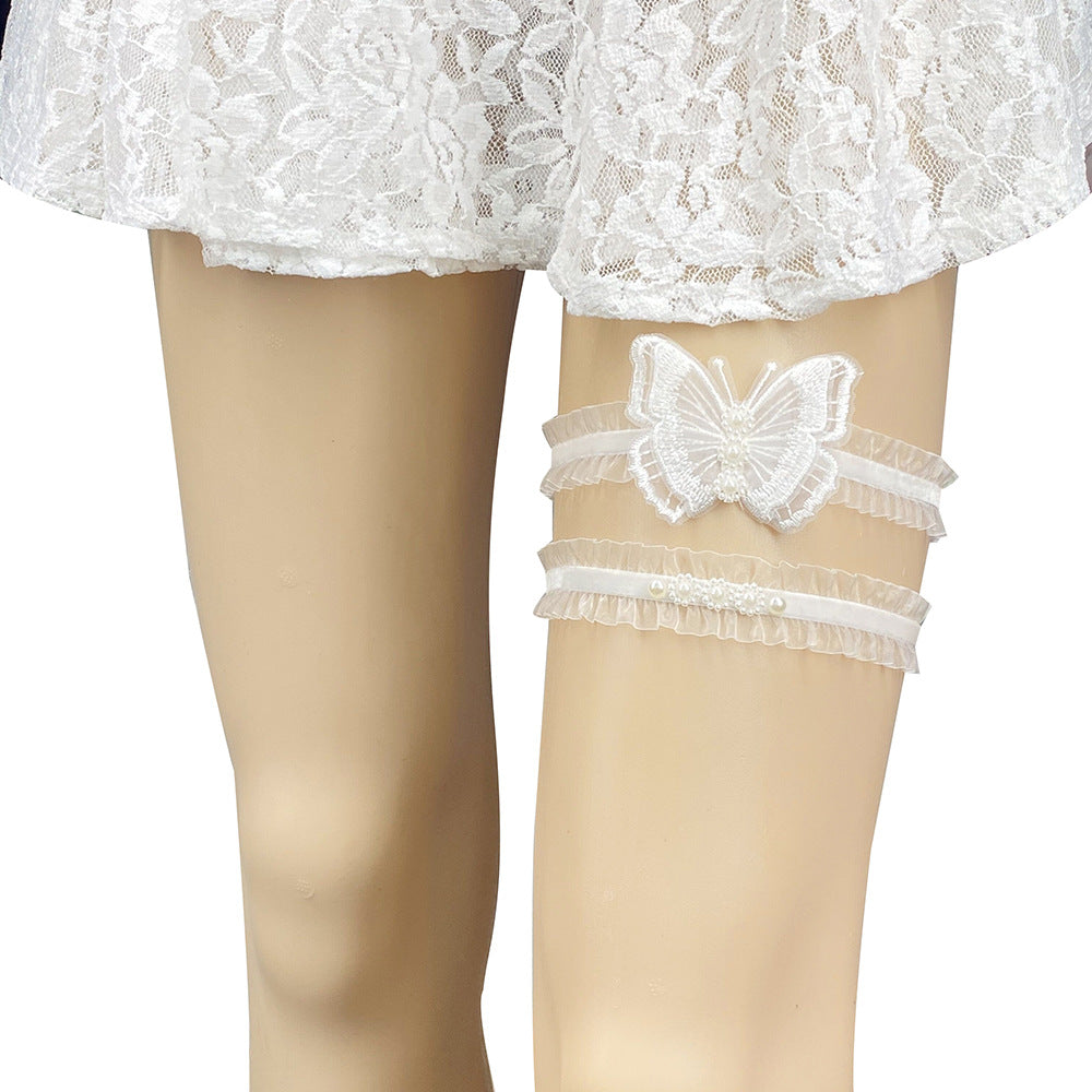 Butterfly Pearl Garter Sexy Elastic Leg Ring