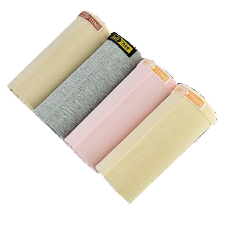 Women's Cotton Solid Color Mid-waist Boxer Briefs