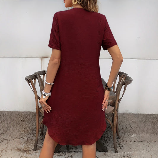 Solid-color Casual Dress Loose-fitting And Slimming