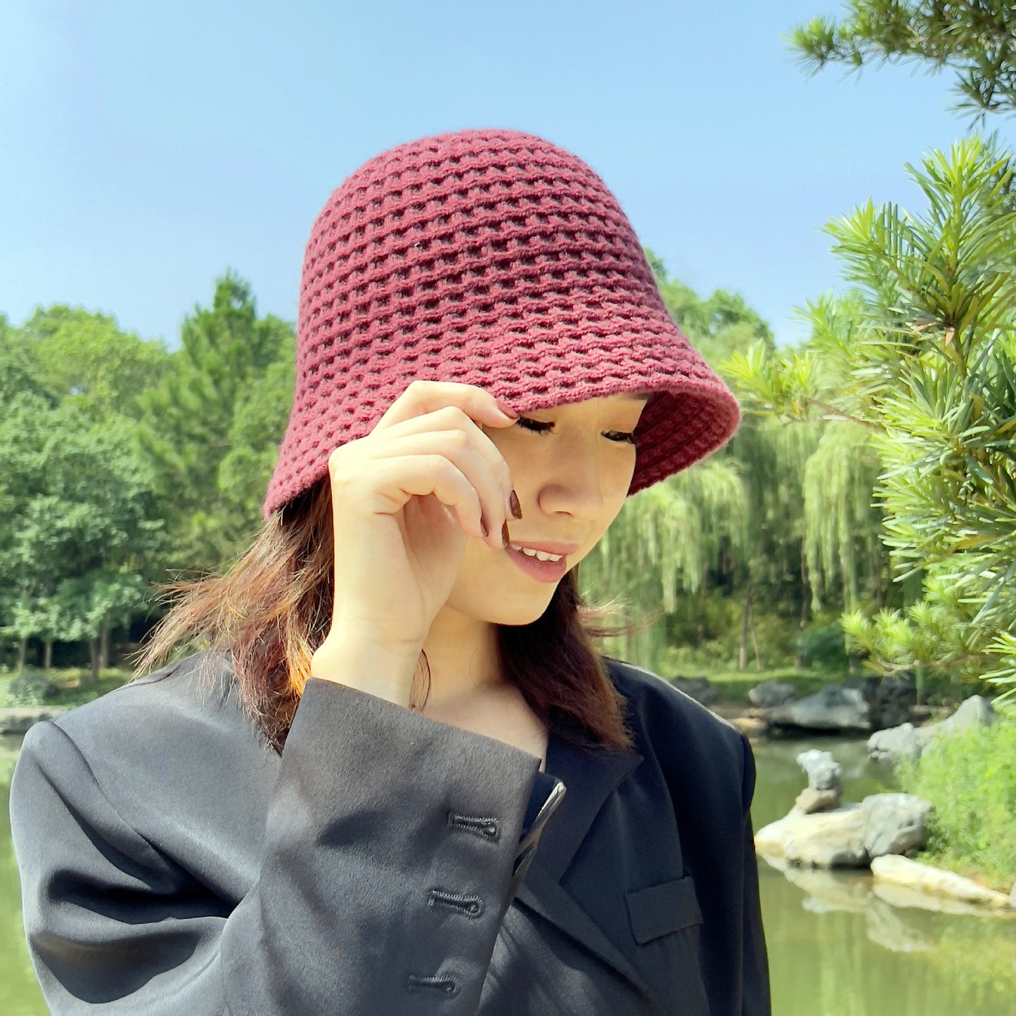 Korean Version Of Solid Color Casual Knitted Basin Hat Tide Simple Bucket