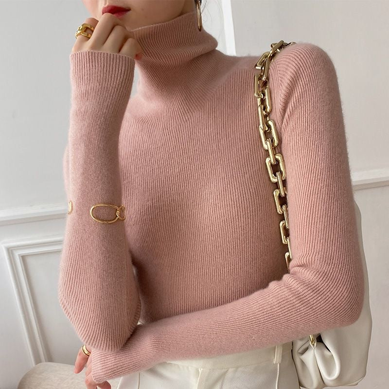 Slim Fit Turtleneck Base Thick Sweater For Women