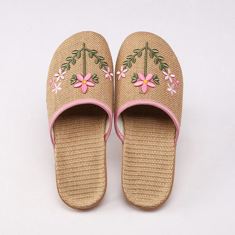 Linen Slippers Women's Home Indoor Non-slip Soft Bottom Cotton And Linen Thick
