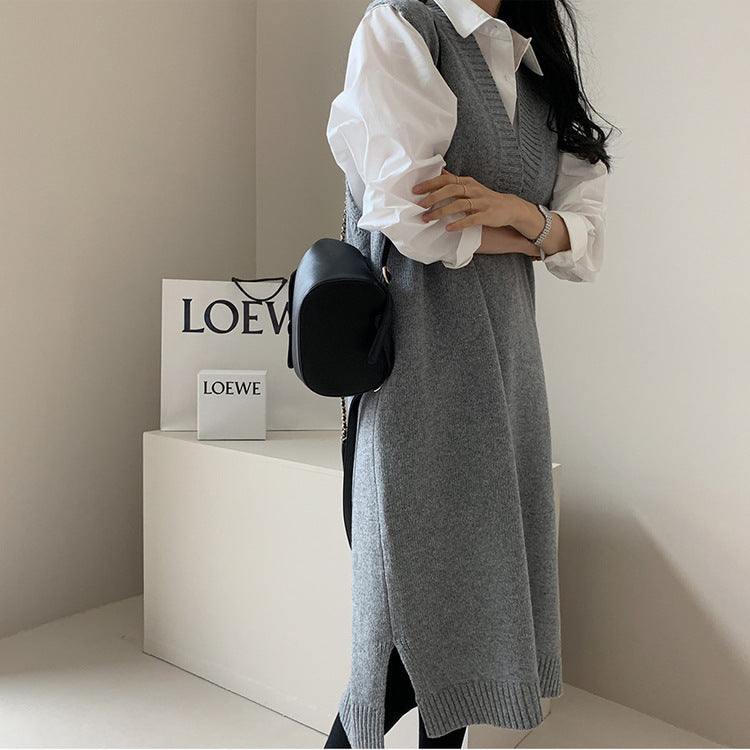 Intellectual Wool Sleeveless Knit Dress Thicken