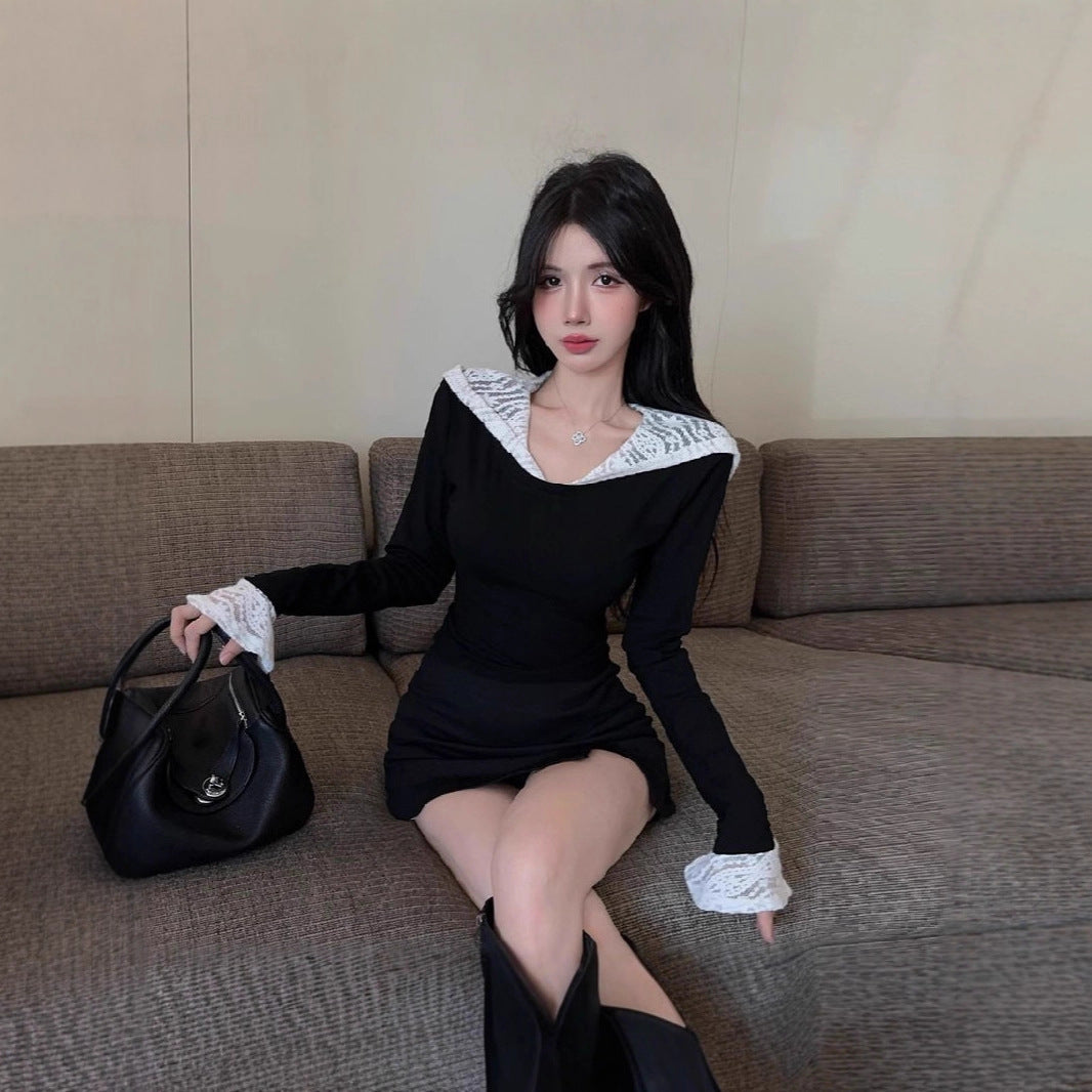 Hooded Lace Long-sleeve Sexy Versatile