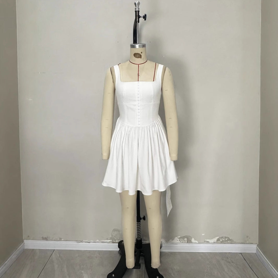 Mini Dress With French-style Button Detailing