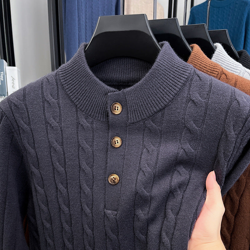 Thick Jacquard Warm Young And Middle-aged Soft Turtleneck Sweater
