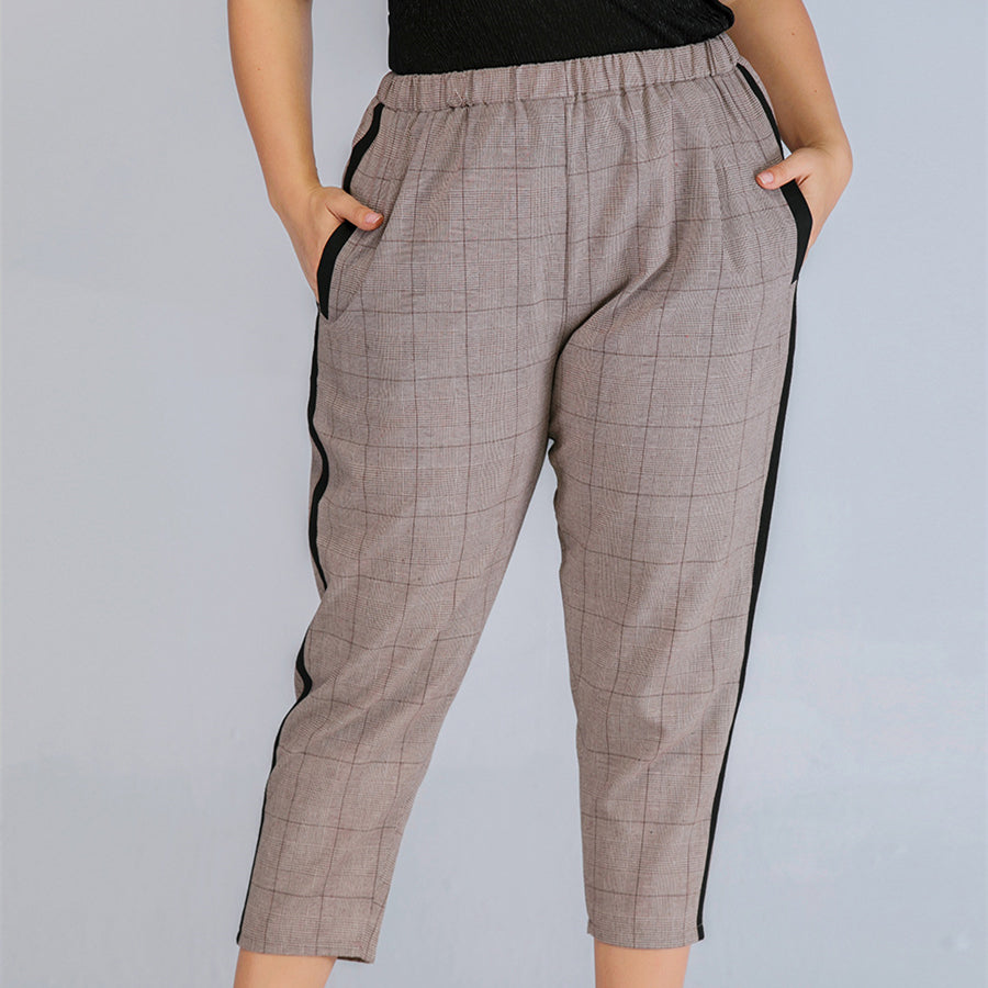 Slim Check Straight Suit Pants