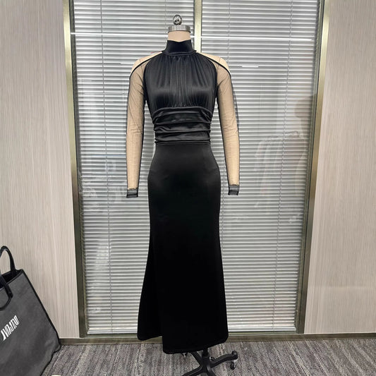 Black Lace Ruched Bodycon Sexy Dress