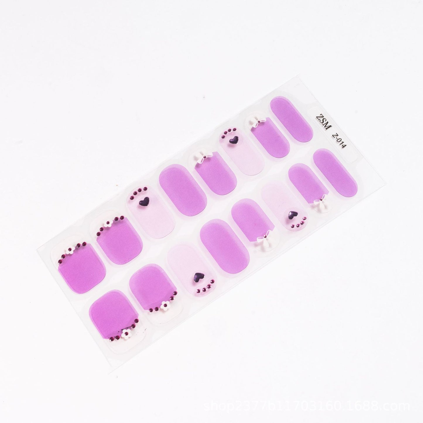 16 Finger Diamond Nail Sticker 3D Waterproof
