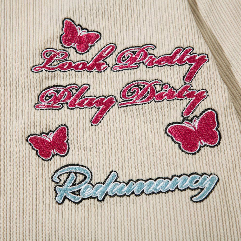 Design Embroidered Letter Butterfly Loose Cool Shirt