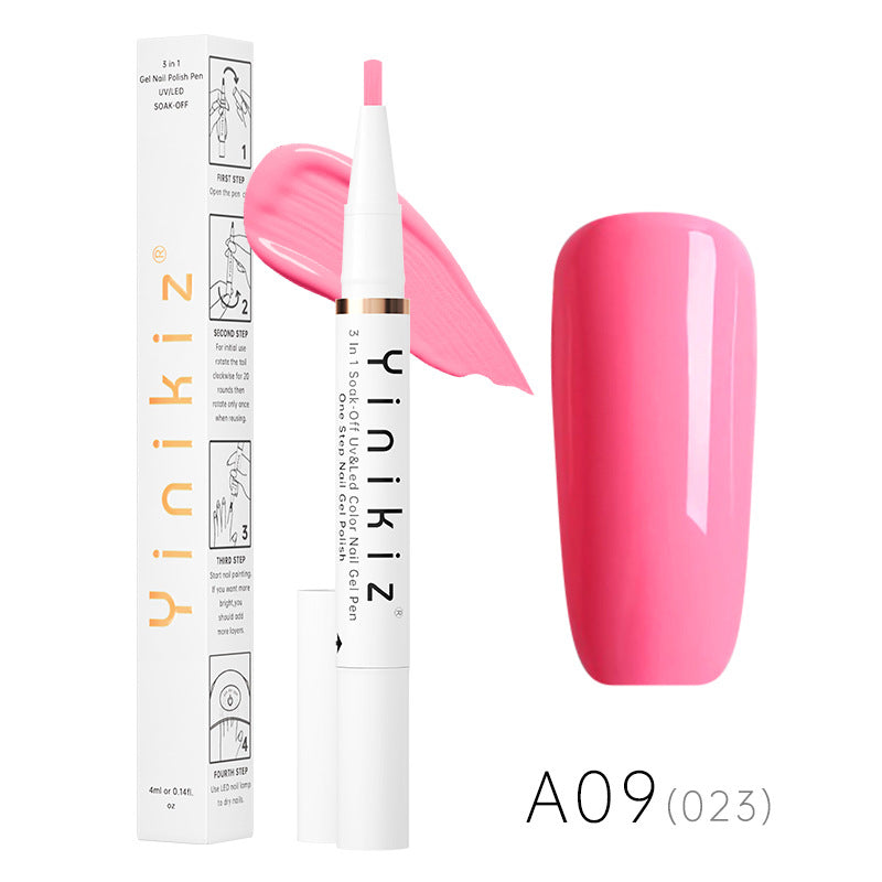 Et-Trins Neglelim Lazy Pen Hvid Tre-i-én UV Neglelak Praktisk Og Hurtig Begynder Manicure