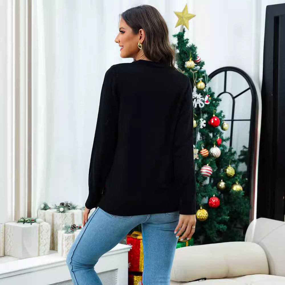 Dog Pattern Jacquard Pullover For Women