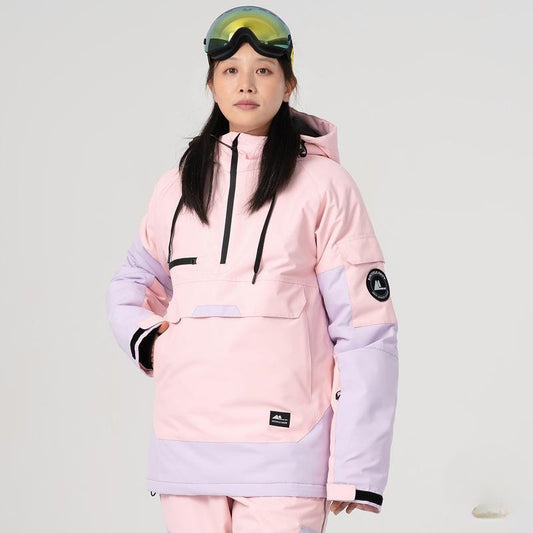 Kontrastfarvet vindtæt vandåndbar skihoodie til par