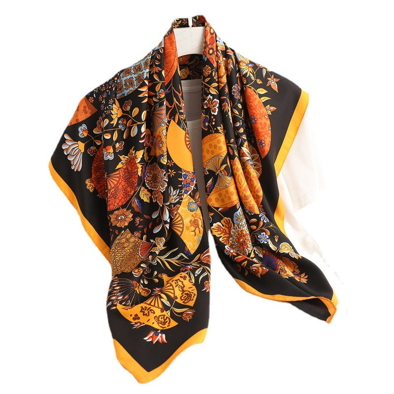 Ladies Fashion Simple Retro Printed Square Scarf