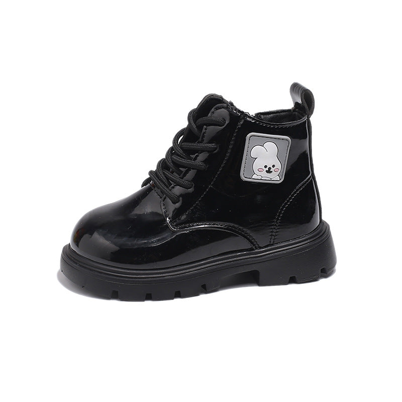 Children's Leather Boots Patent Leather Card Boy Cute