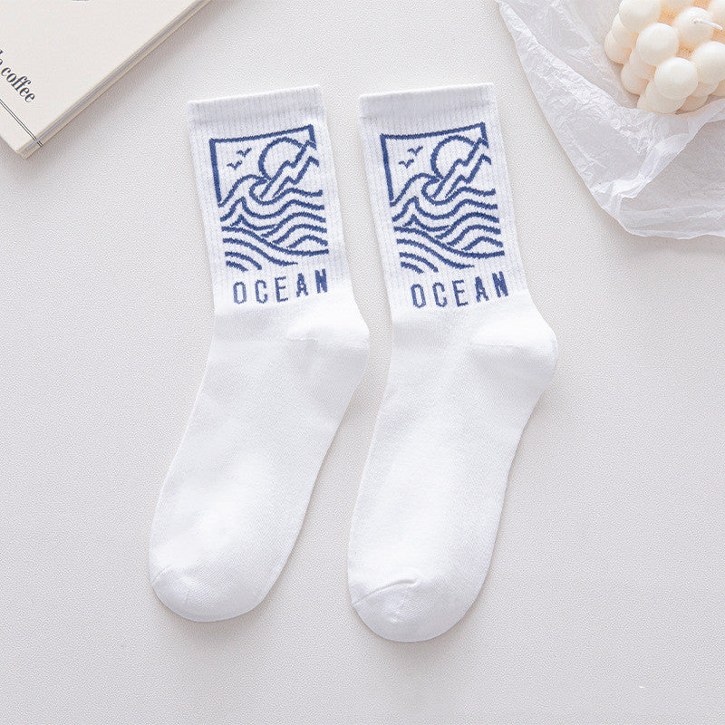Japanese Women's New Breathable Sweat-absorbing Mid-tube Socks