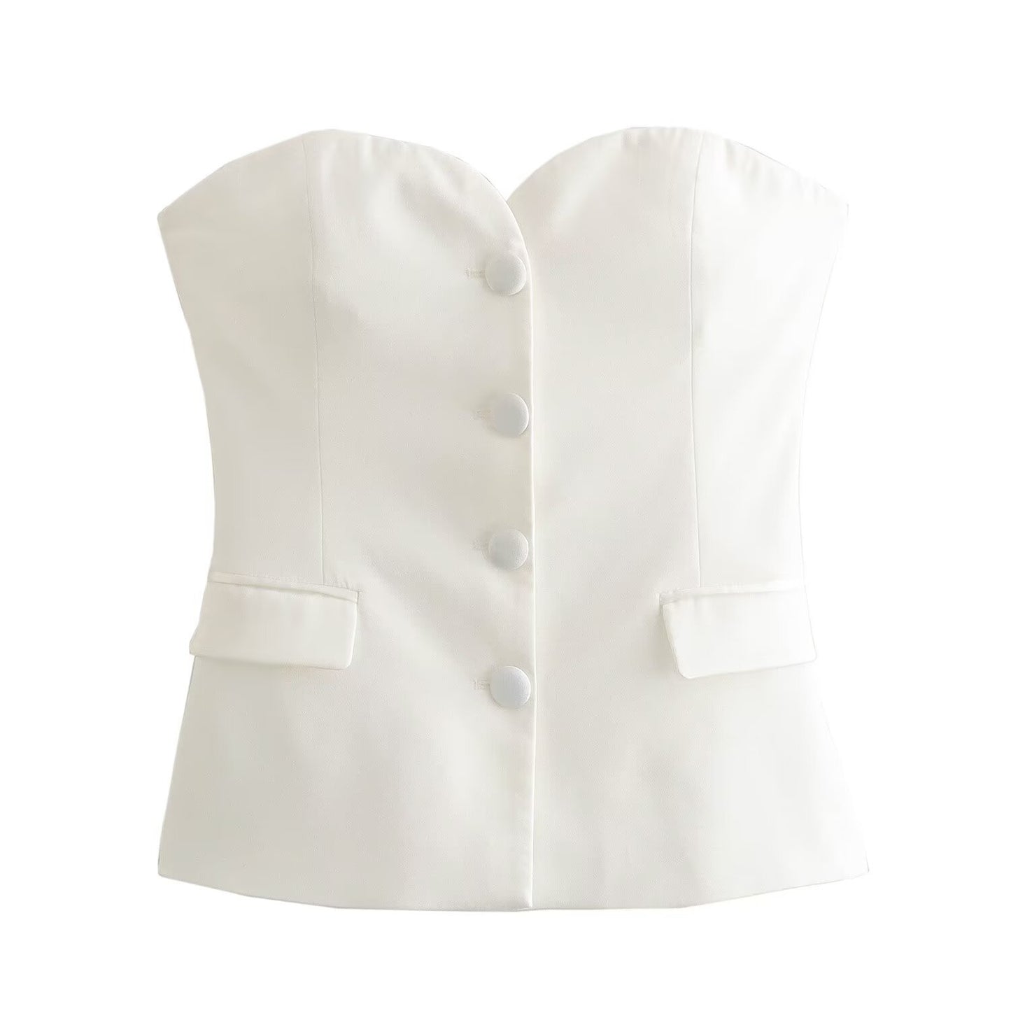 New Summer Silk-satin Textured Spliced Corset-style Top