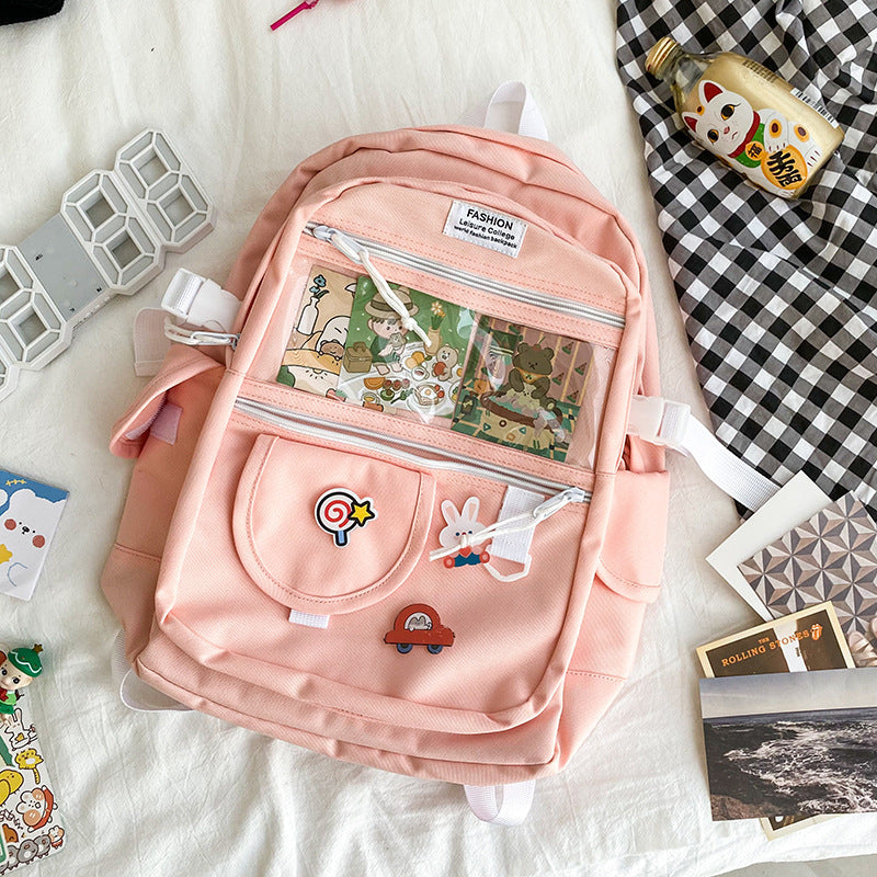 Backpack Bag For School Girls Waterproof Nylon Transparent Shoulder Travel Bag