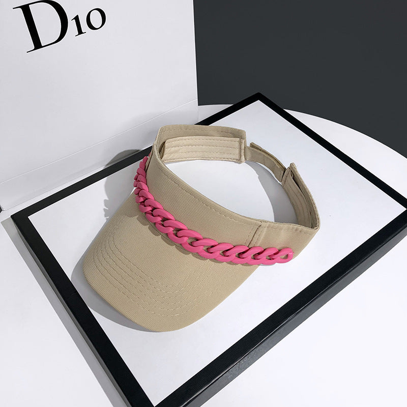 CAPHat Female Net Red Color Chain Empty Top Hat Summer Sunshade