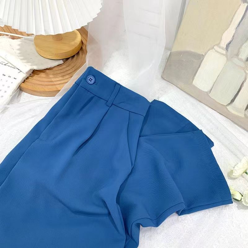 Suit Pants Women's Thin Style High Waist Wide Leg Pants Loose Straight Nine Points West Pants