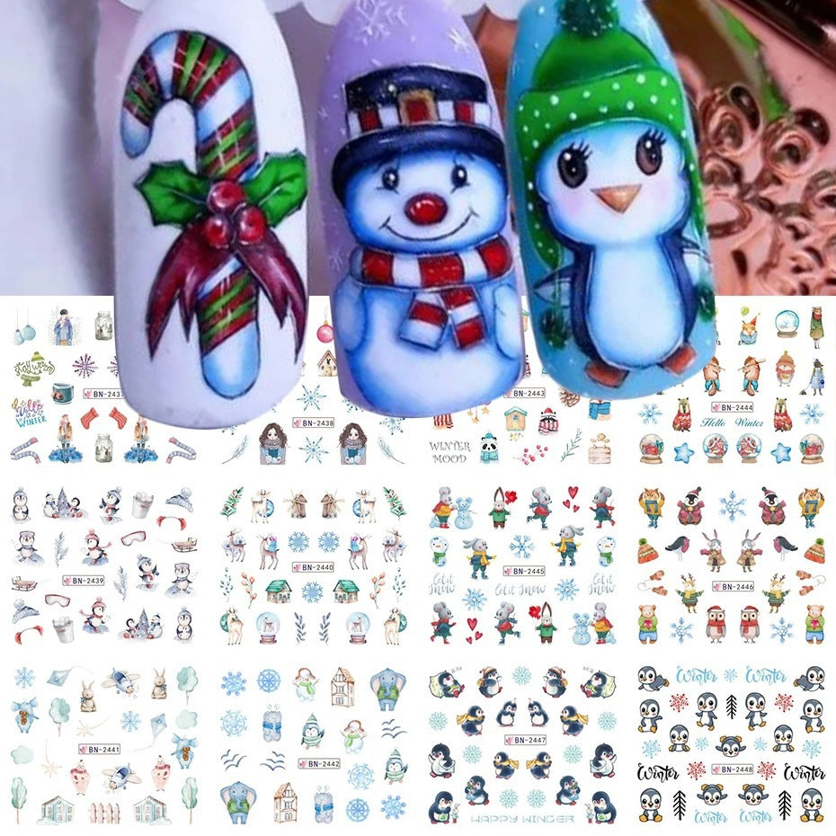 Cartoon Animal Nail Beauty Water Printing Stickers