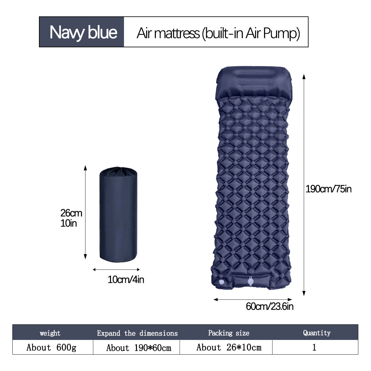 Outdoor Single Diamond TPU Inflatable Mattress