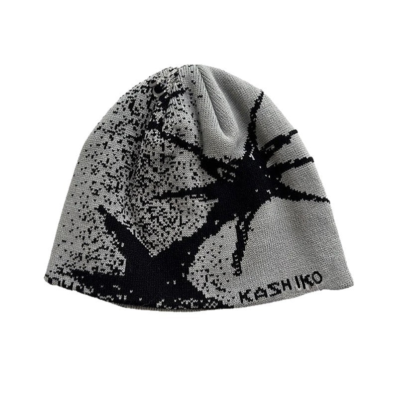 Strikket hue Dame Efterår Og Vinter Vild Ansigt Lille Beanie Hat