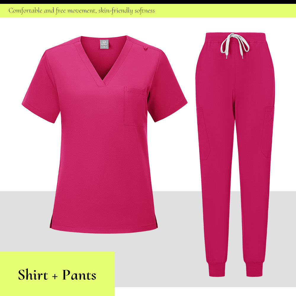 V-neck Medical Scrub Top And Pant Set