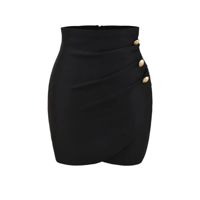 Womens Buttoned American-Style Flattering Hip-Hugging Mini Skirt