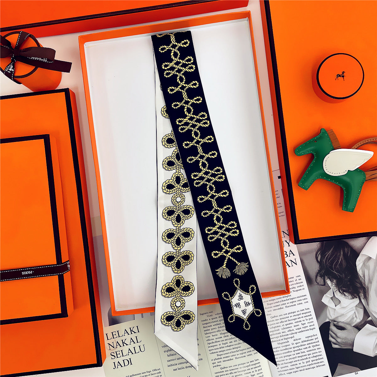 Thin Narrow Ribbon Strip With Floating Ends