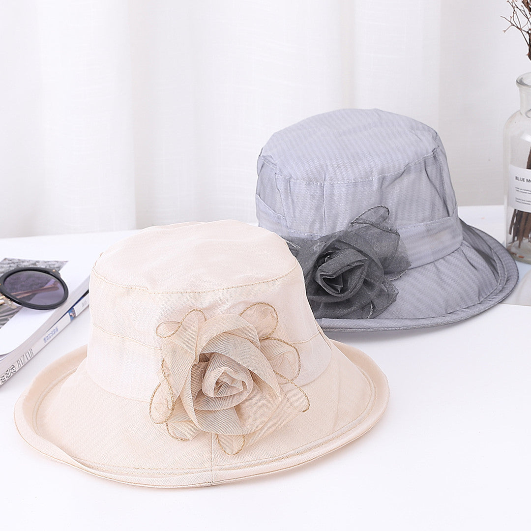 Ladies Organ Mesh Flower Top Hat Shade Foldable