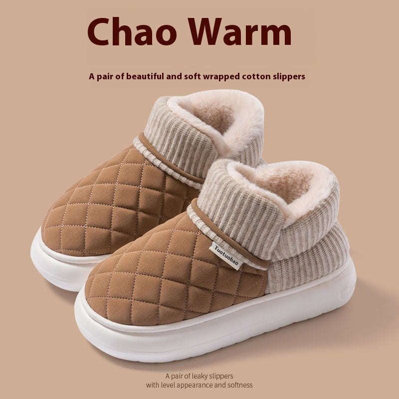 Thick Bottom Non-slip Cotton Shoes Women's Wear-resistant Home Wear