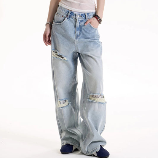 American Retro Hot Girl Style Ripped Design Jeans