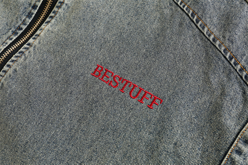 Punk Detachable Long Sleeve Stitching Washed And Worn Stand Collar Jacket