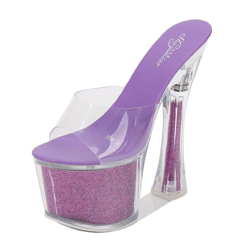 High Heeled Shoes Gradual Fishmouth Waterproof Platform