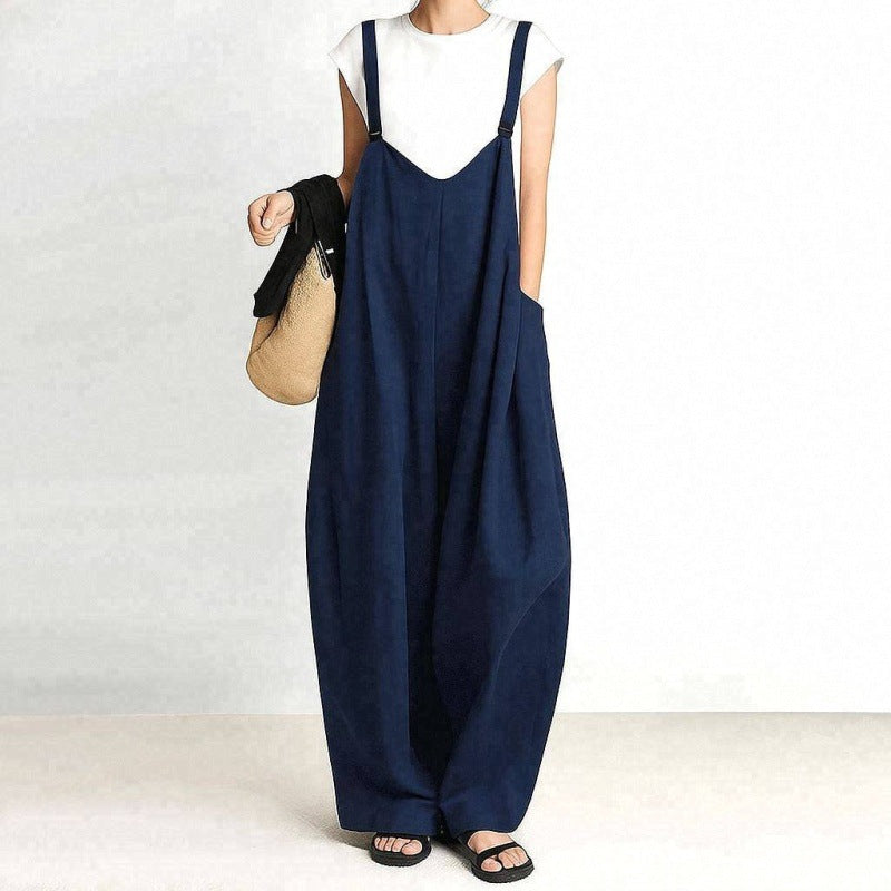 Japanese-style Rakuten Lazy Wide-leg Solid Color Overalls