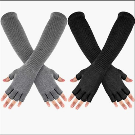 Fashion Elastic Solid Color Cold-proof Warm Half Finger Gloves