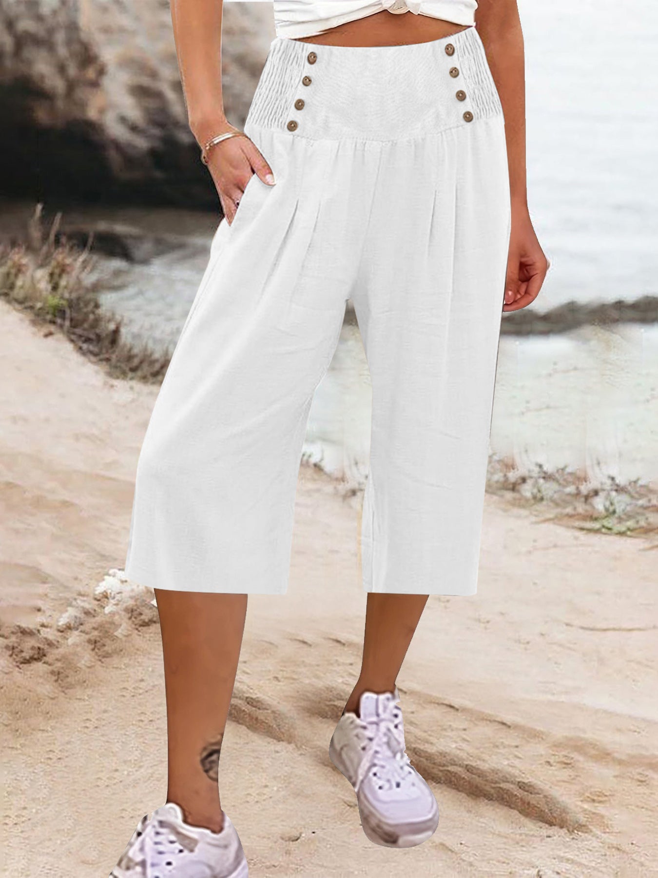 Loose Casual Cropped Pants