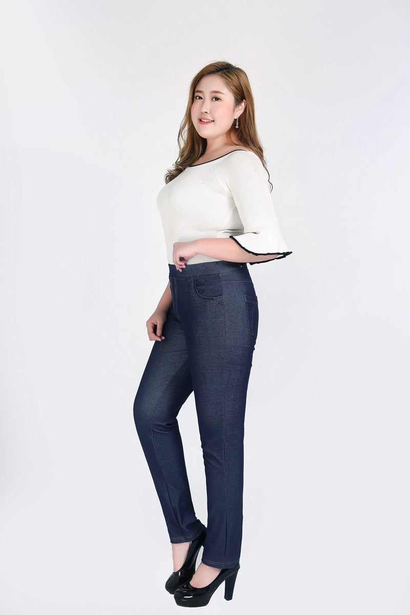 Oversized Jeans til Kvinder, Efterår, Stræk, Høj Talje