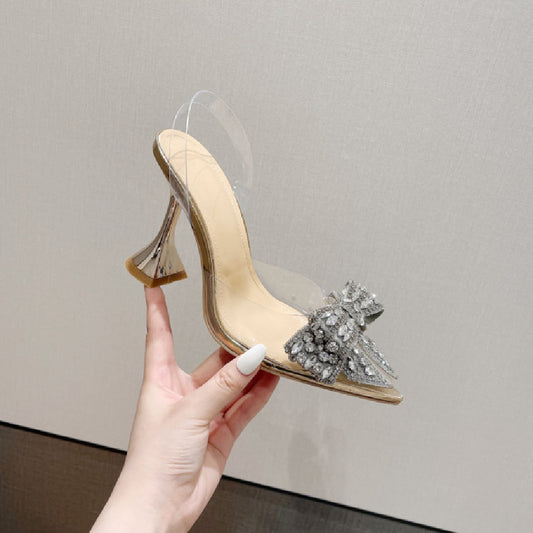 Rhinestone Transparent High Heeled Sandals