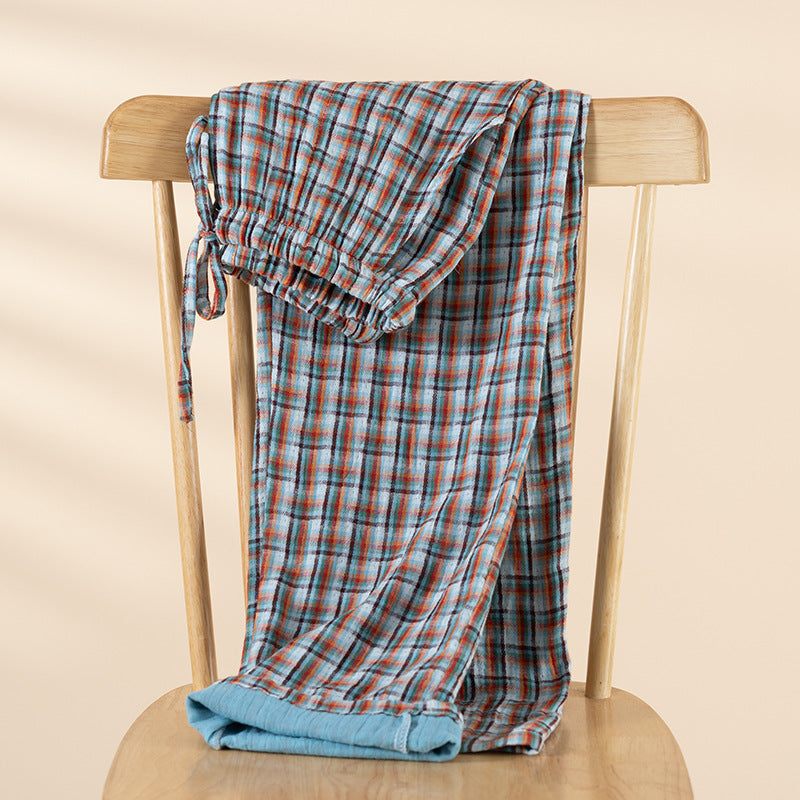 Lightweight Plaid Loungewear Pajama Pantssuitable For Both Home And Outside
