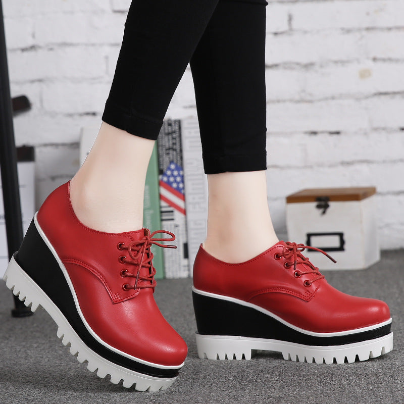 New College Tassel Deep Mouth Women's Shoes Platform Platform Platform Leather Shoes