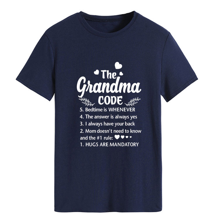 The Grandma Code Round Neck Letter Print Short Sleeves