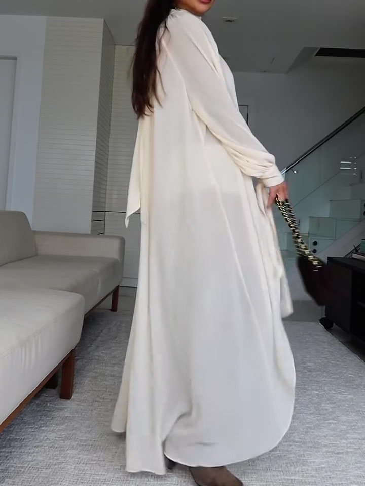 Ivory Turtleneck Asymmetric High-Low Cape Maxi Dress