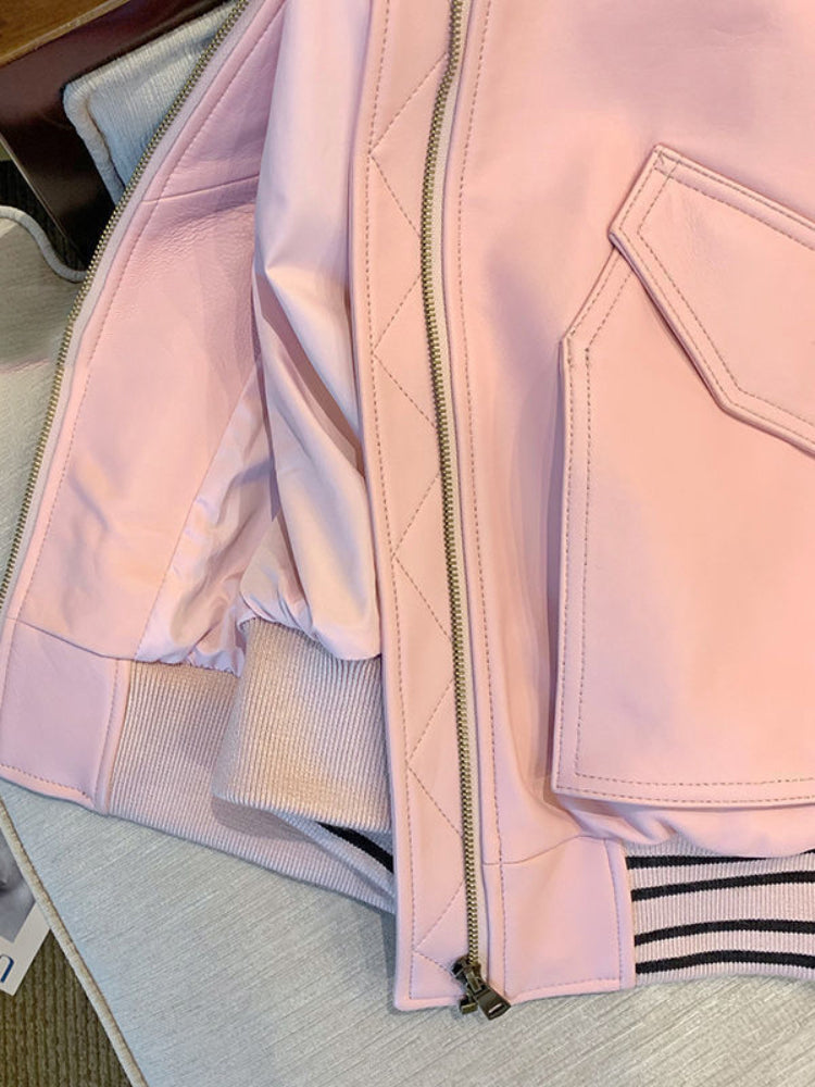 Jaqueta de Couro Estilo Coreano Solta para Motociclista  