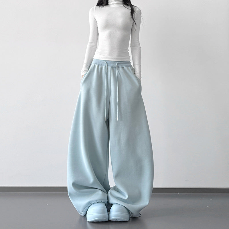 Womens Winter Fleece-Lined Straight-Cut Casual Pants For A Slimming Sporty Look